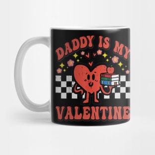 Retro Groovy Daddy is My Valentine Cute Heart Boys Girls Mug